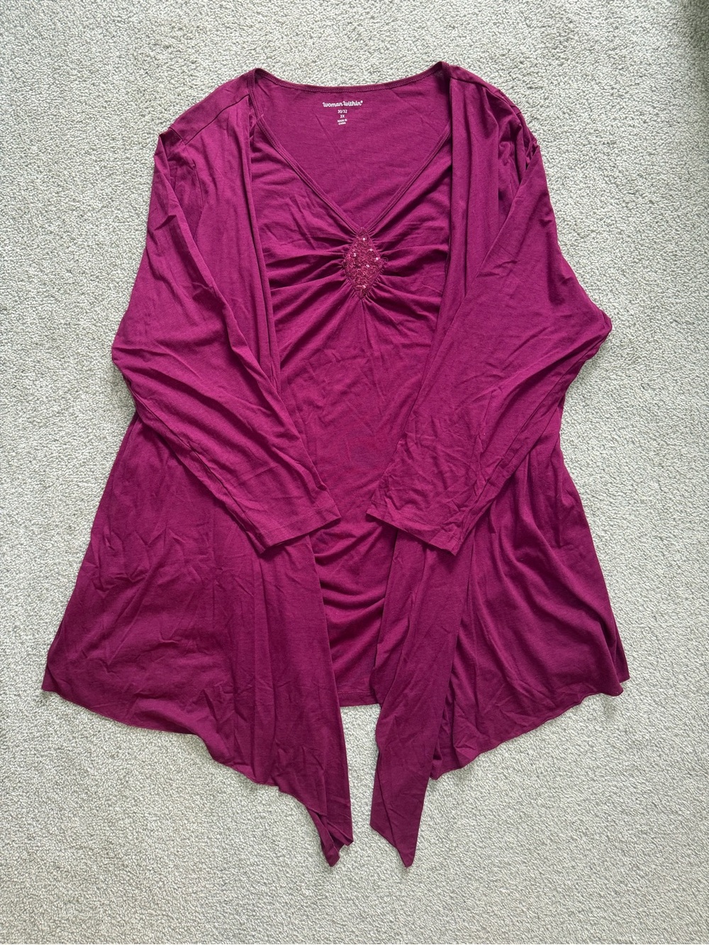 Woman Within Deep Burgundy Scoop Neck Blouse